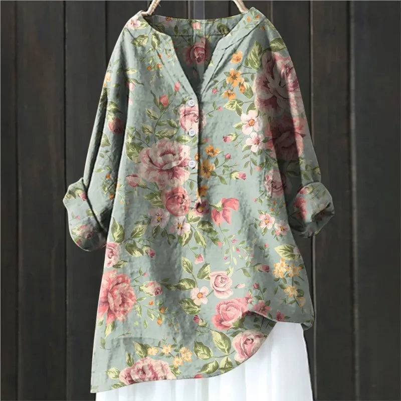 Damen Sommer Blumenhemd | Langarm
