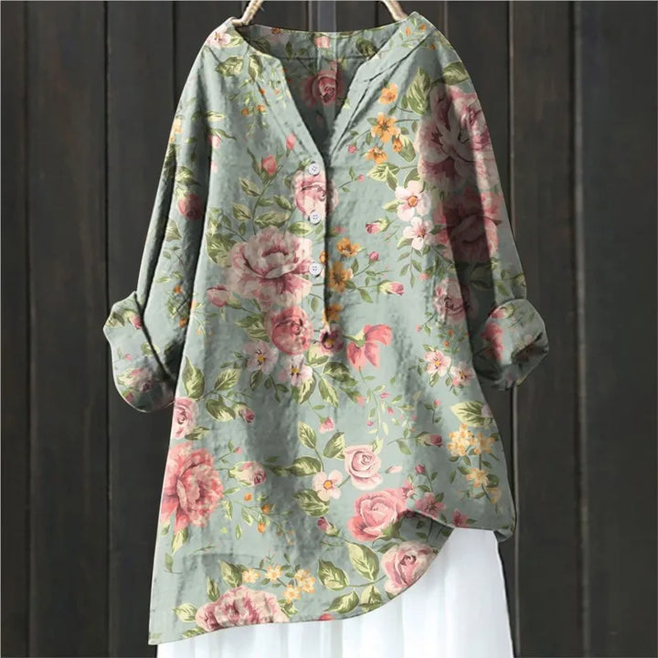 Damen Sommer Blumenhemd | Langarm