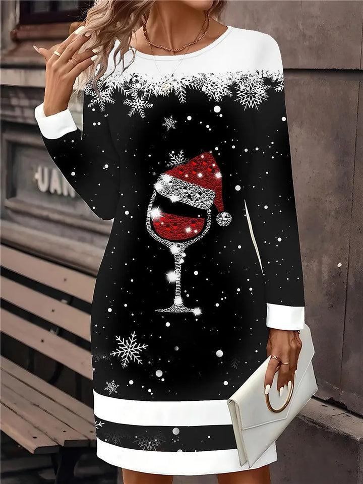 Schwarz Weihnachtskleid für Damen | Mini