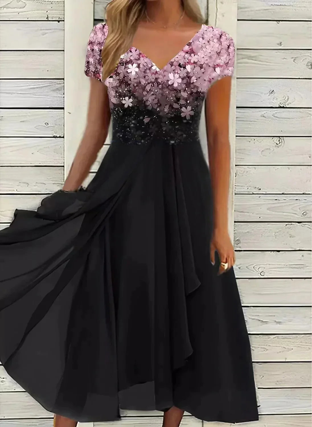 Abendkleid Mit Blumenmuster Für Damen | Midi