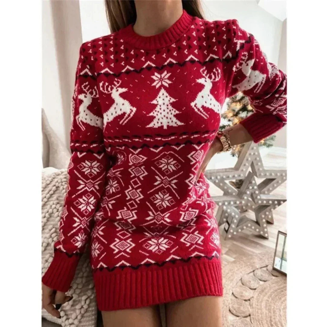 Winter Weihnachtskleid damen | Langarm