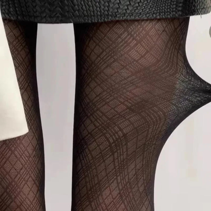Schwarz Strumpfhose für Damen | Hahnentrittmuster