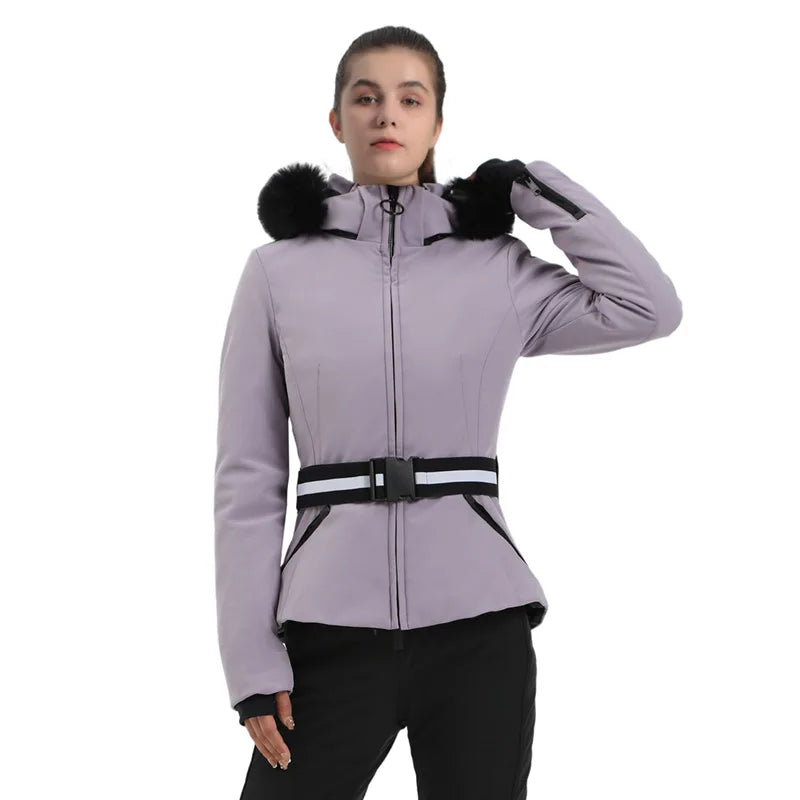 Schlank Skijacke Damen | Mit Gürtel