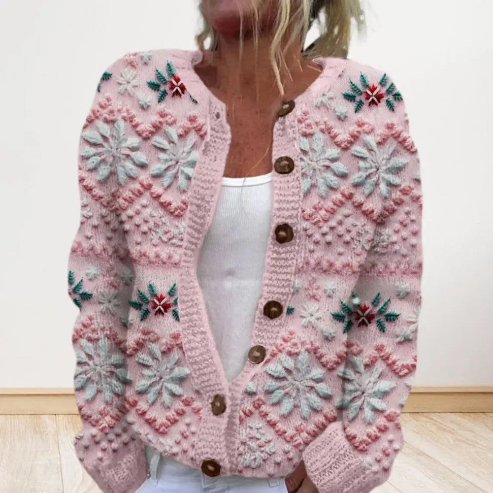 Weihnachtsstrickjacke für Damen | mit Knöpfen