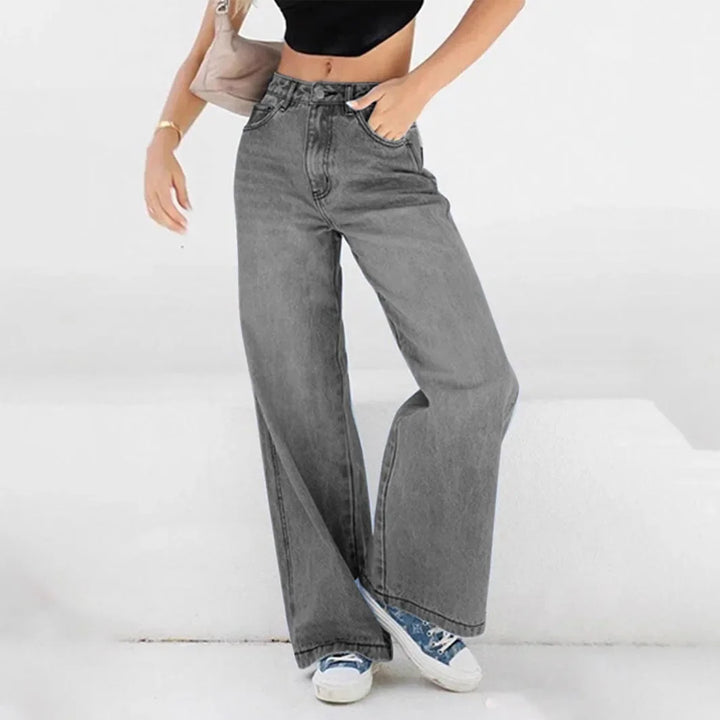 Damen Bodenlänge Baggy Jeans | Hohe Taille