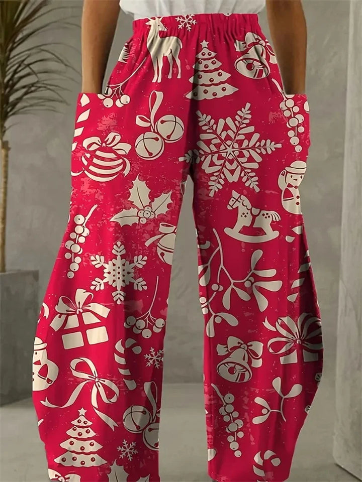 Übergroß Weihnachtshose Damen | Lässig