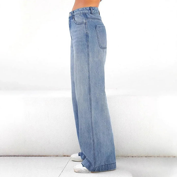 Damen Bodenlänge Baggy Jeans | Hohe Taille