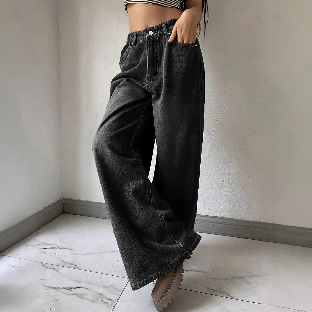 Damen Lässig Baggy Jeans | Weites Bein
