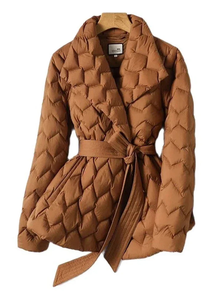 Damen Gesteppte Wickel-Pufferjacke | Gürtel