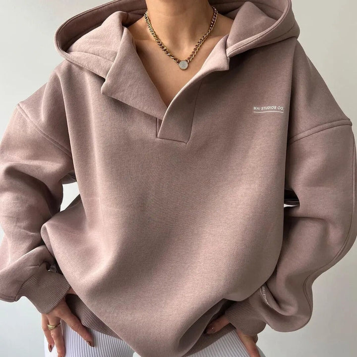 Damen Übergroßer Pullover Kapuzenpulli | Hängeschulter