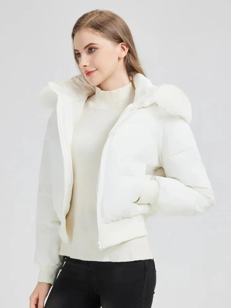 Kurz Gepolstert Daunenjacke Damen | Mit Kapuze