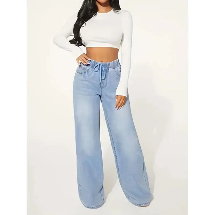Damen Lässig Baggy Jeans | Hohe Taille