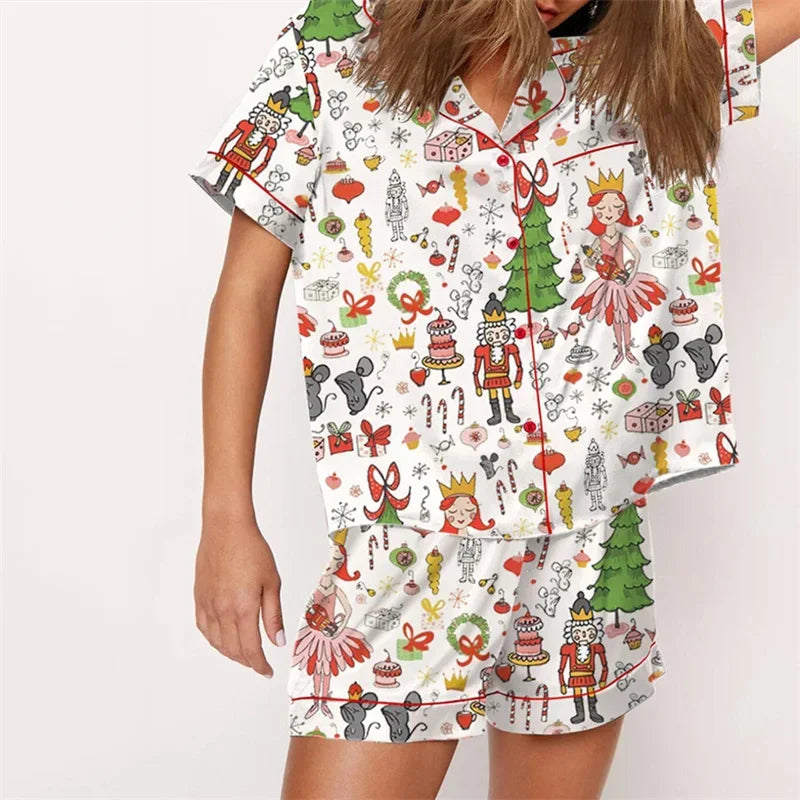 Weihnachtspyjama Damen | Elastischer Bund