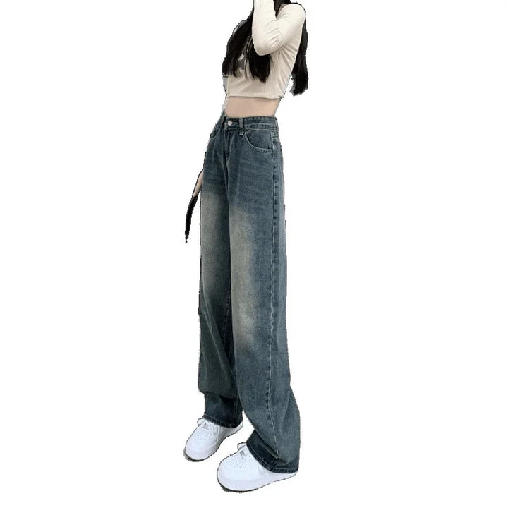 Damen Blau Baggy Jeans | Hohe Taille