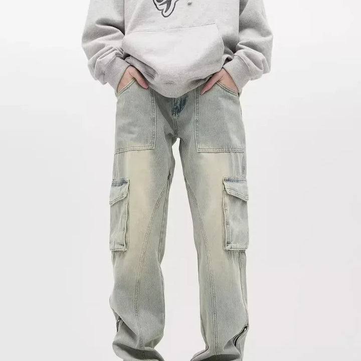 Herren Hellblau Baggy Jeans | Seitentaschen