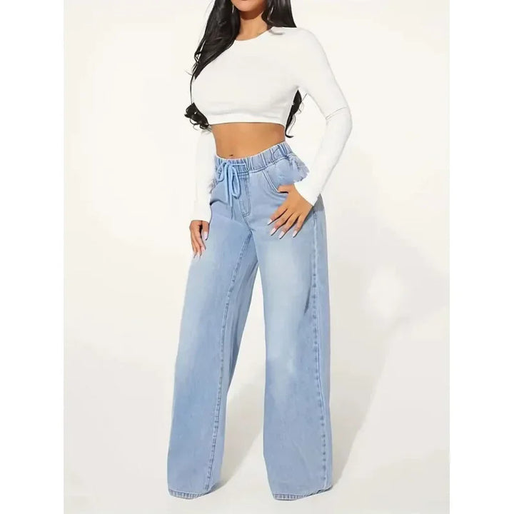 Damen Lässig Baggy Jeans | Hohe Taille