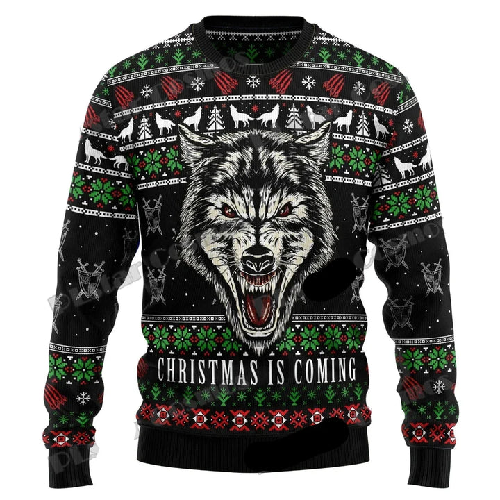 Winter Weihnachtspullover Herren | Wolfsdruck