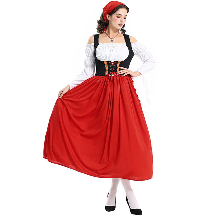 Langärmeliges Oktoberfest-Dirndlkleid für Damen