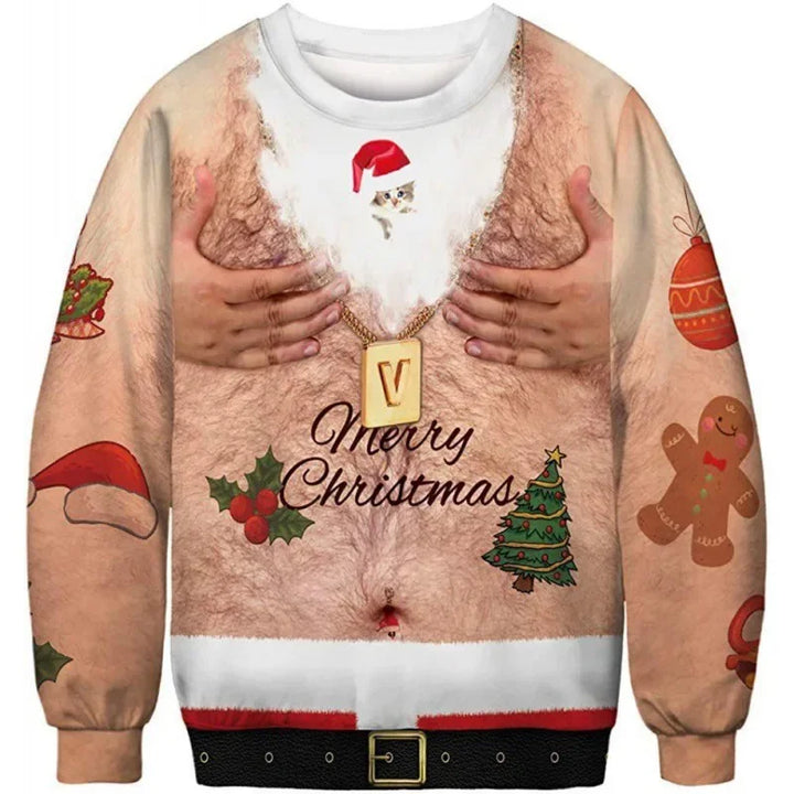Lustig Weihnachtspullover Unisex | Brustbehaarung Druck