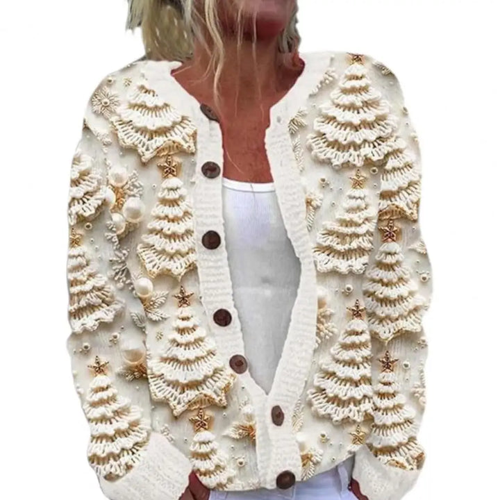 Weihnachtsstrickjacke für Damen | mit Knöpfen