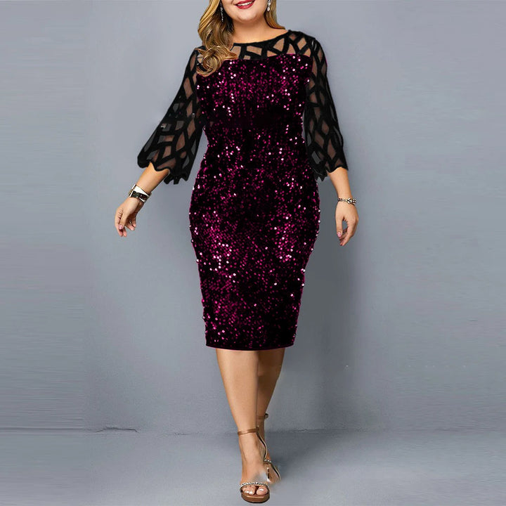 Damen Plusgröße Paillettenkleid | Midi