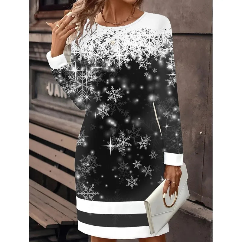 Schwarz Weihnachtskleid für Damen | Mini