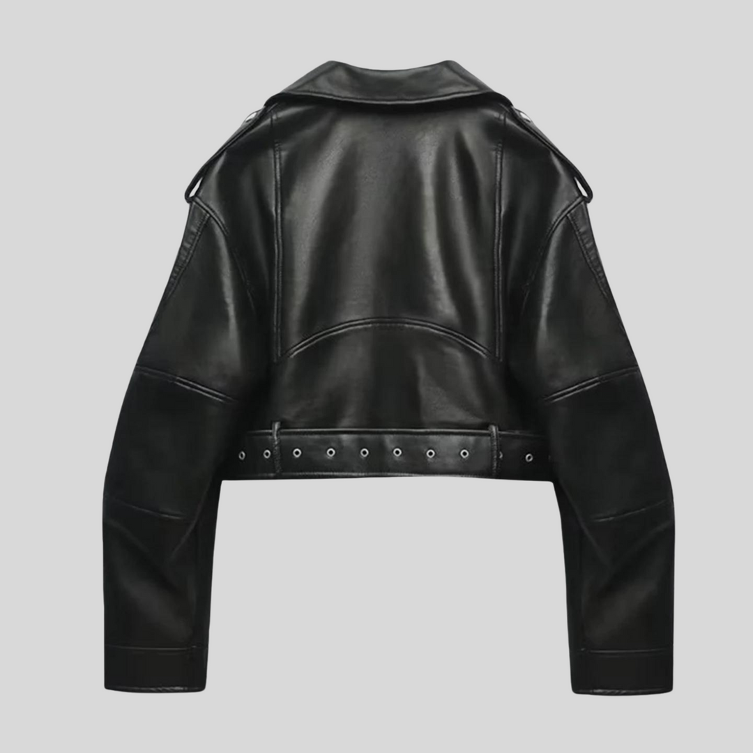Damen Kurze Bikerjacke | Reißverschluss