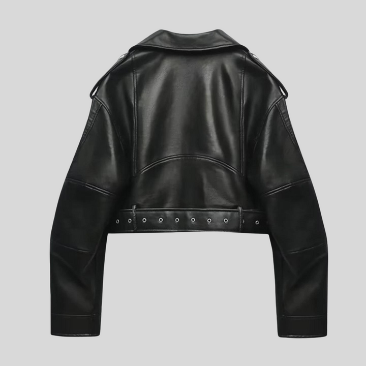 Damen Kurze Bikerjacke | Reißverschluss
