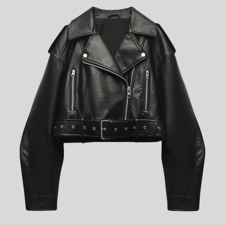 Damen Kurze Bikerjacke | Reißverschluss