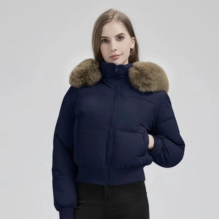 Kurz Gepolstert Daunenjacke Damen | Mit Kapuze