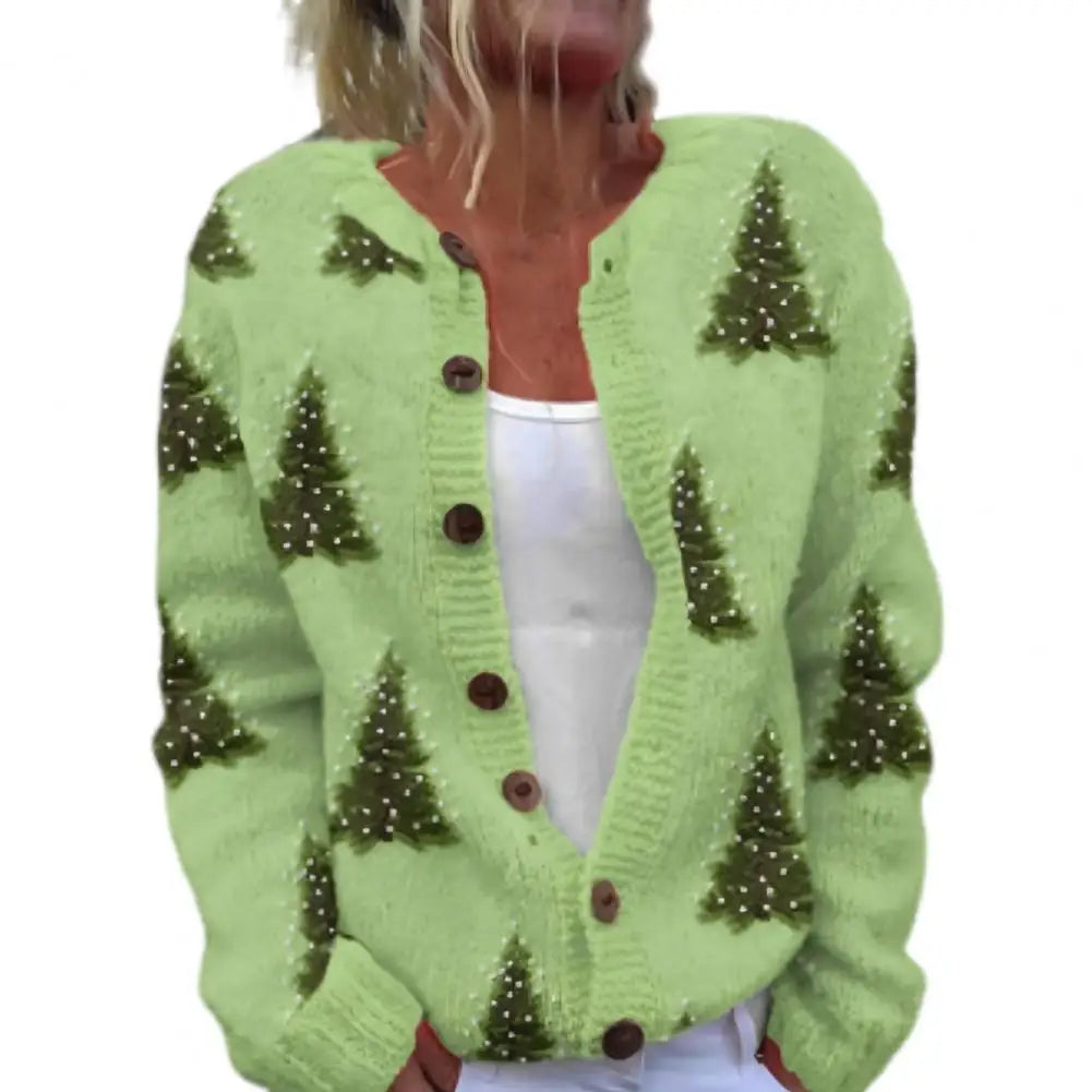 Weihnachtsstrickjacke für Damen | mit Knöpfen