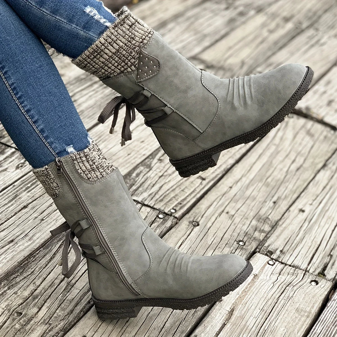 Damen Winter Stiefel | Gestricktes Detail