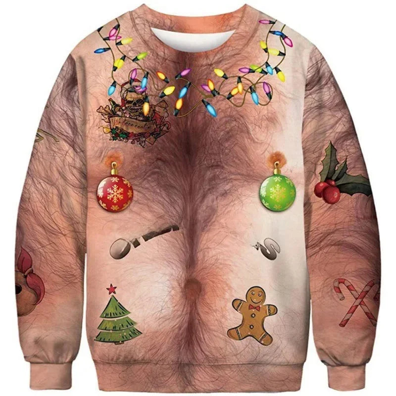 Lustig Weihnachtspullover Unisex | Brustbehaarung Druck
