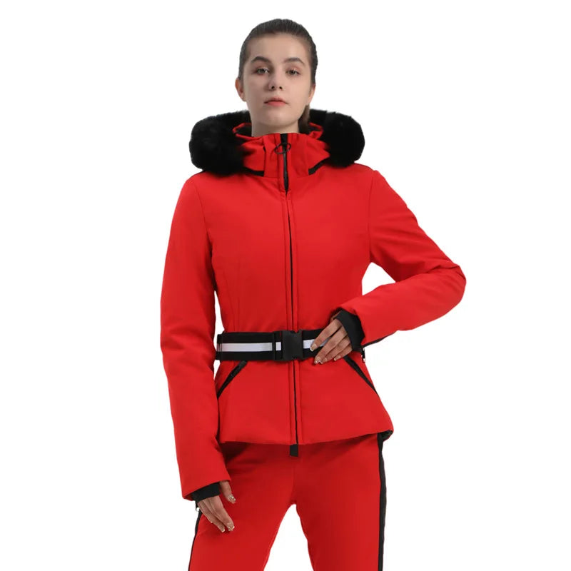 Schlank Skijacke Damen | Mit Gürtel