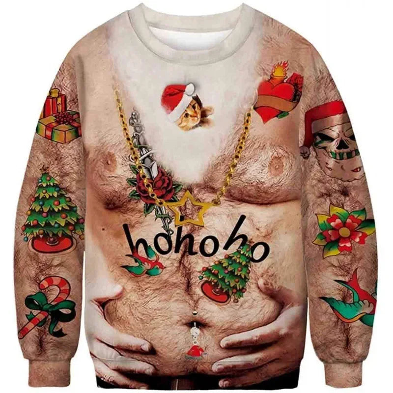 Lustig Weihnachtspullover Unisex | Brustbehaarung Druck