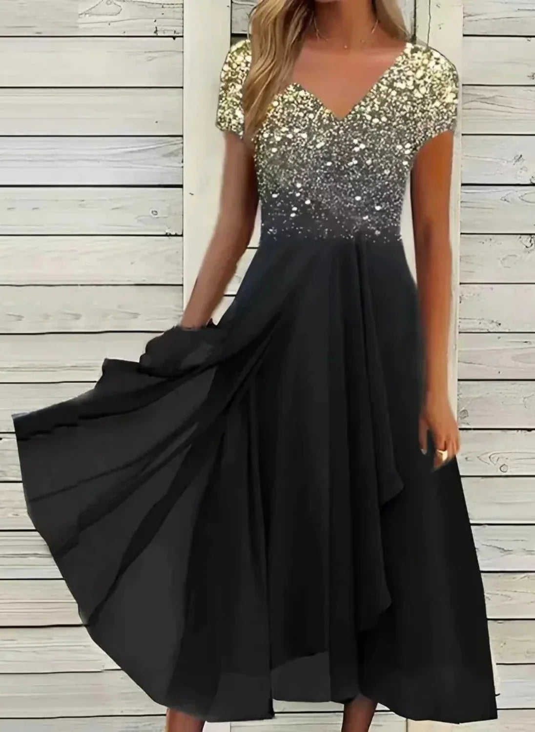 Abendkleid Mit Blumenmuster Für Damen | Midi
