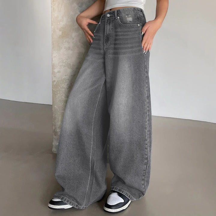 Damen Lässig Baggy Jeans | Stiefelschnitt