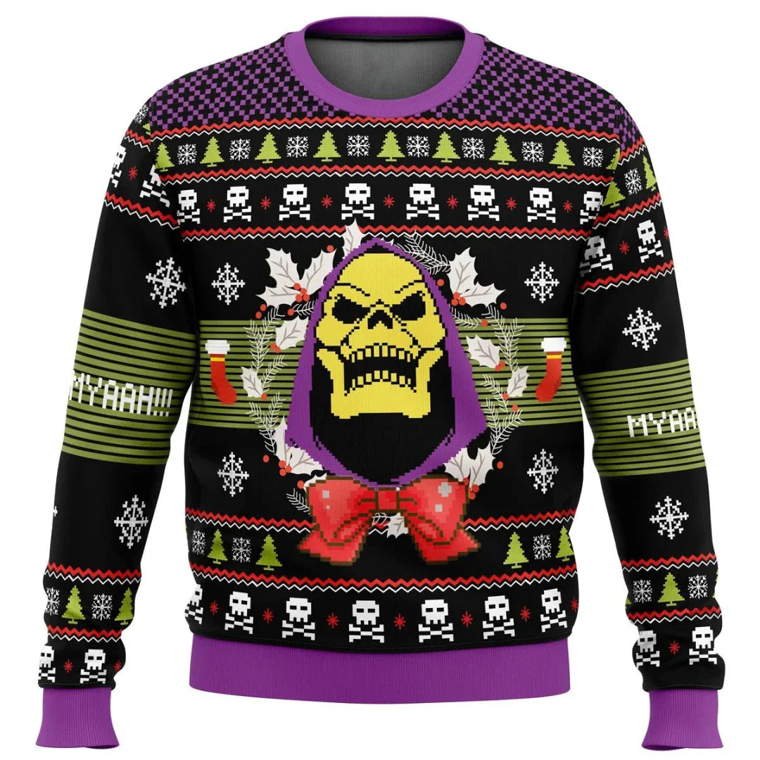 Langarm Weihnachtpullover Herren | Schädel Drucken