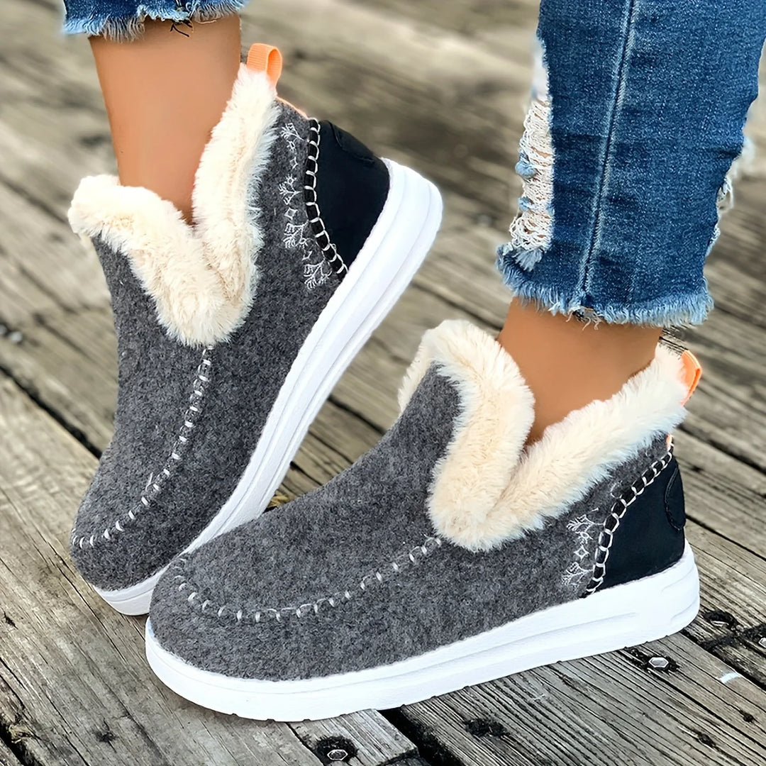Zum Hineinschlüpfen Winterstiefel Damen | Niedriger Absatz