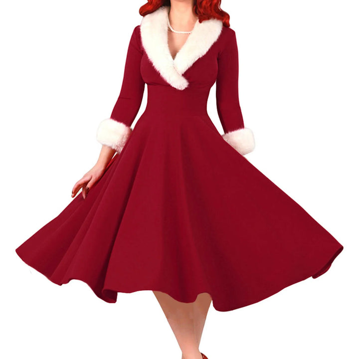 Plissiert Weihnachtskleid für Damen | Midi