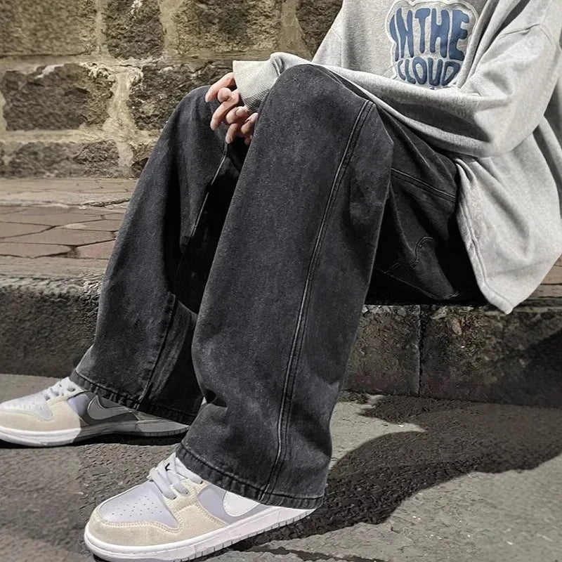 Herren Lässig Baggy Jeans | Hohe Taille