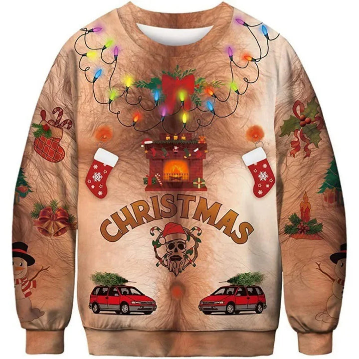 Lustig Weihnachtspullover Unisex | Brustbehaarung Druck