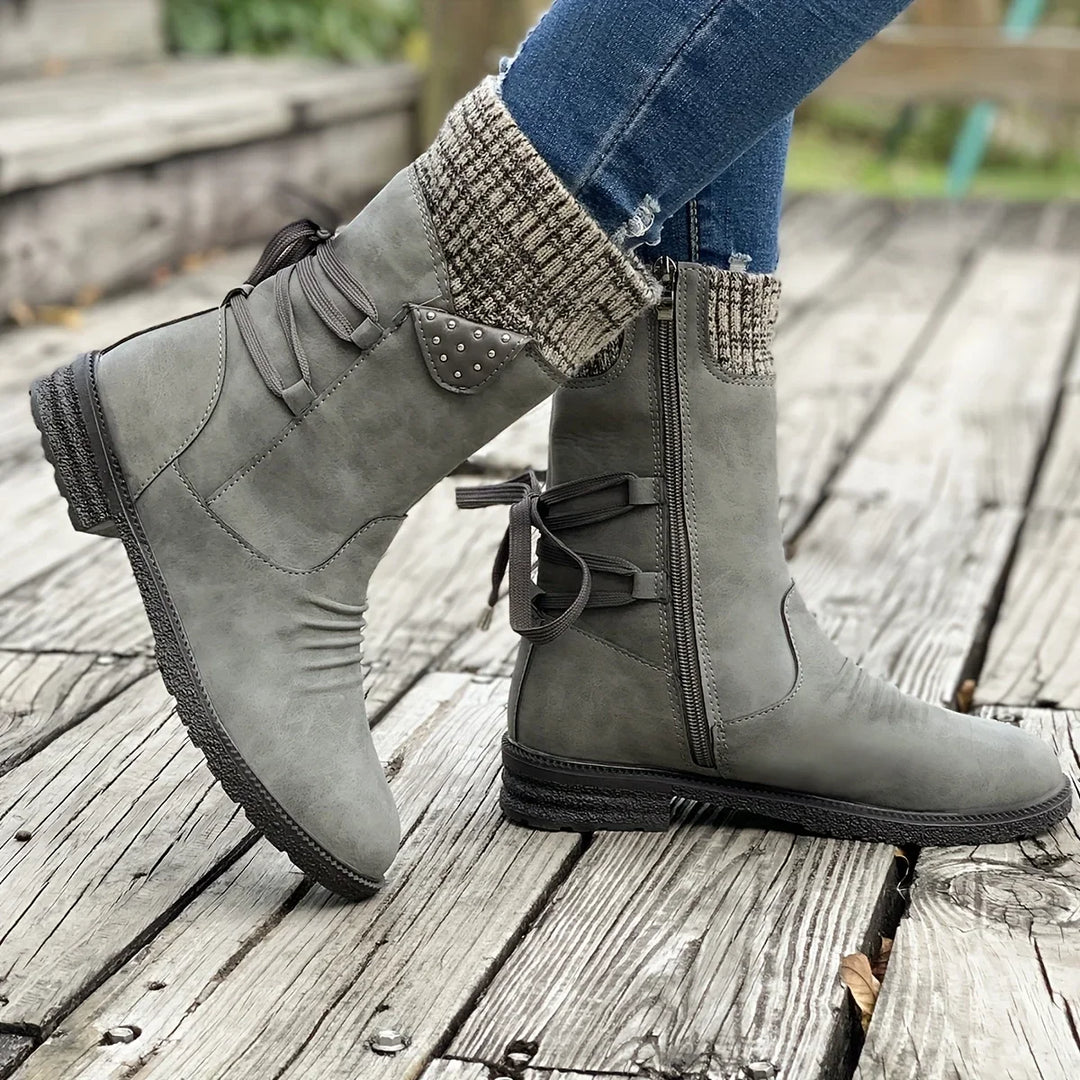 Damen Winter Stiefel | Gestricktes Detail