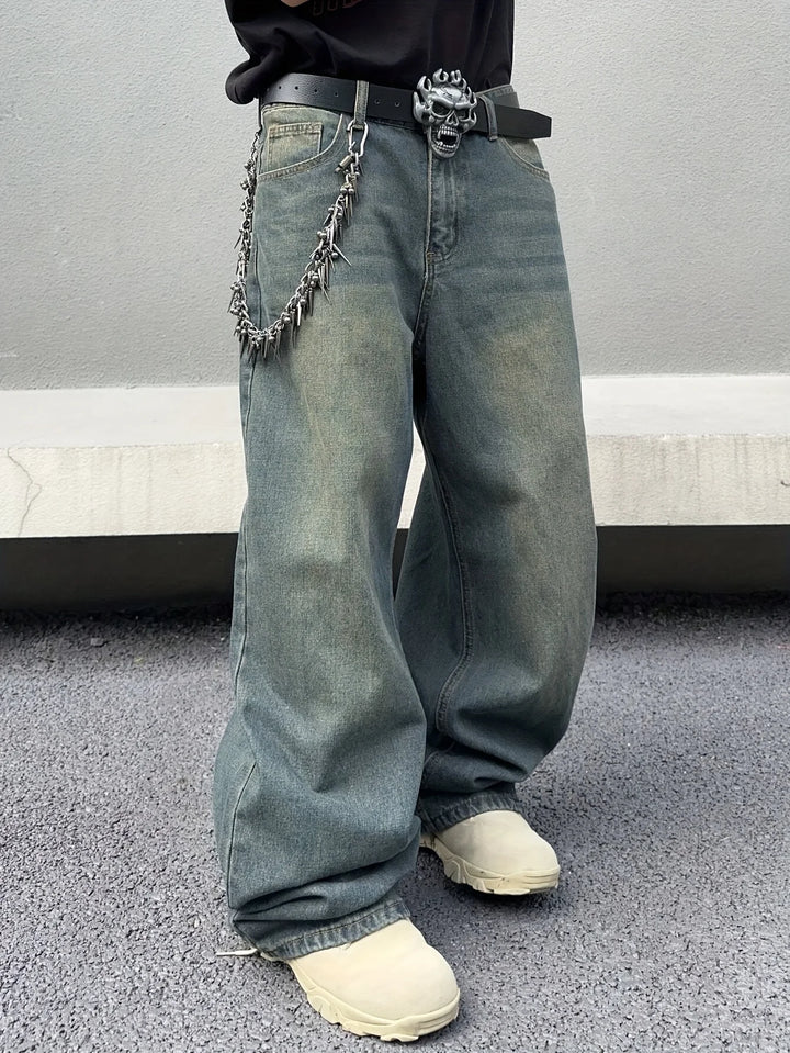 Herren Lässig Baggy Jeans | Gewaschen-Optik