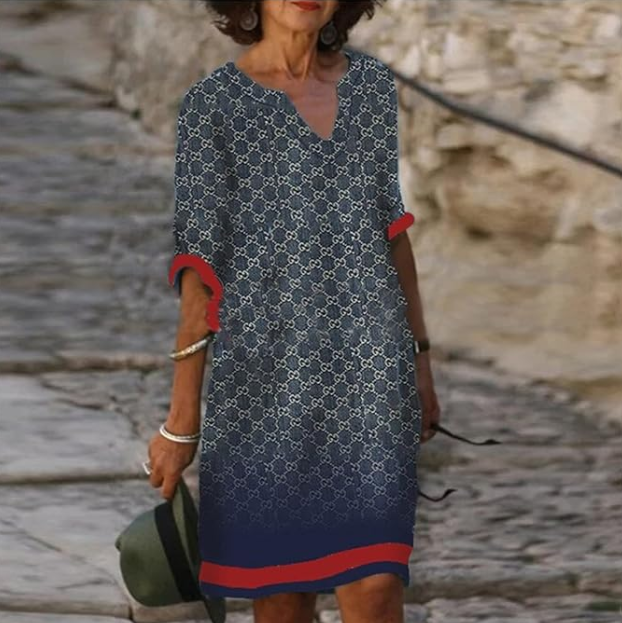 Bedrucktes Sommerkleid Mit V Ausschnitt Für Damen | Mini