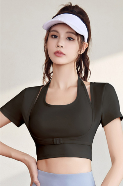 Damen Sport Cropped Top | Kurzarm