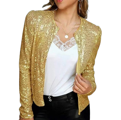 Damen Pailletten Party Blazer Jacke | Elegante