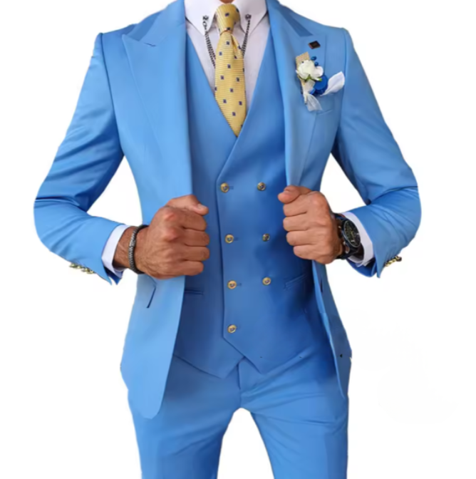 Herren Schlanke Passform Hochzeitsgast Anzug | Blau