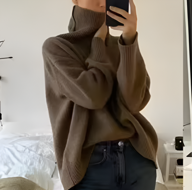 Damen Lose Passform Pullover | Rollkragen