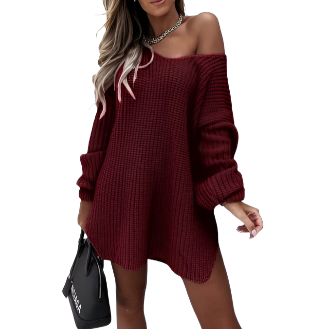 Damen Übergroß Strickkleid | Mini